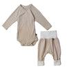 Bio Baby-Set Neutral 2teilig beige aus Bambus Wickelbody und Hose