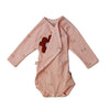 mitwachsender Baby Wickelbody in peach  mit Hasen langarm Bio Baumwolle