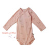 mitwachsender Baby Wickelbody in pfirsich marille  mit Hasen langarm Bio Baumwolle