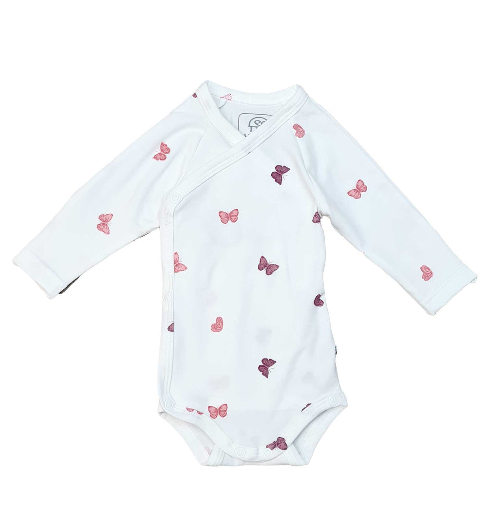 Wickelbody mit Schmetterlinge weiß langarm zum Öffnen