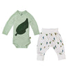 Babyset mit Wickelbody und flexibler Hose – geeignet für MARY by sticklett in modernen farben und mit den trendmnotiv kaktuss und blatt
