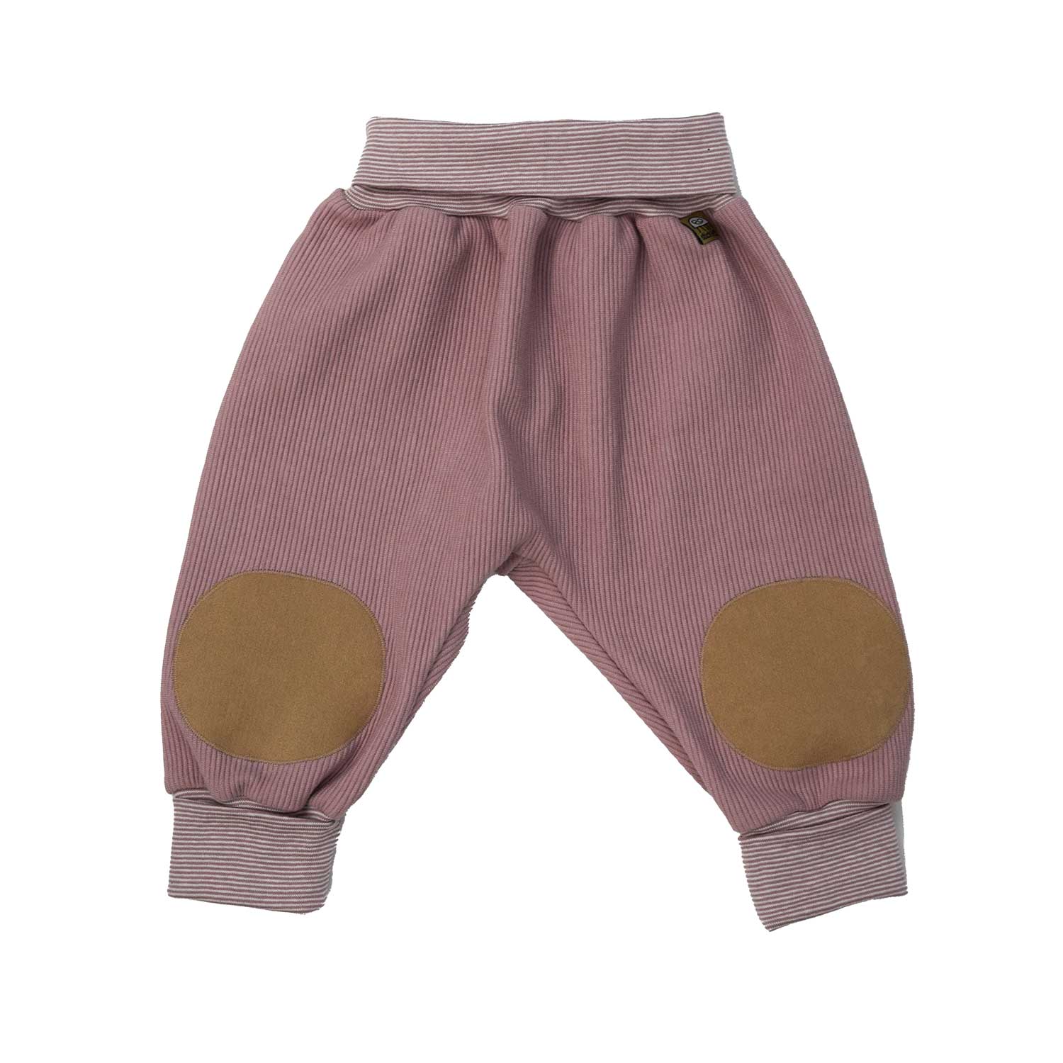 Baby Krabbelhose mit Polsterung – schützt Knie & fördert sicheres Krabbeln. Pastell Rosa färbige Baby Krabbelhose mit weichem BIO Cord Stoff aus heimischer Produktion