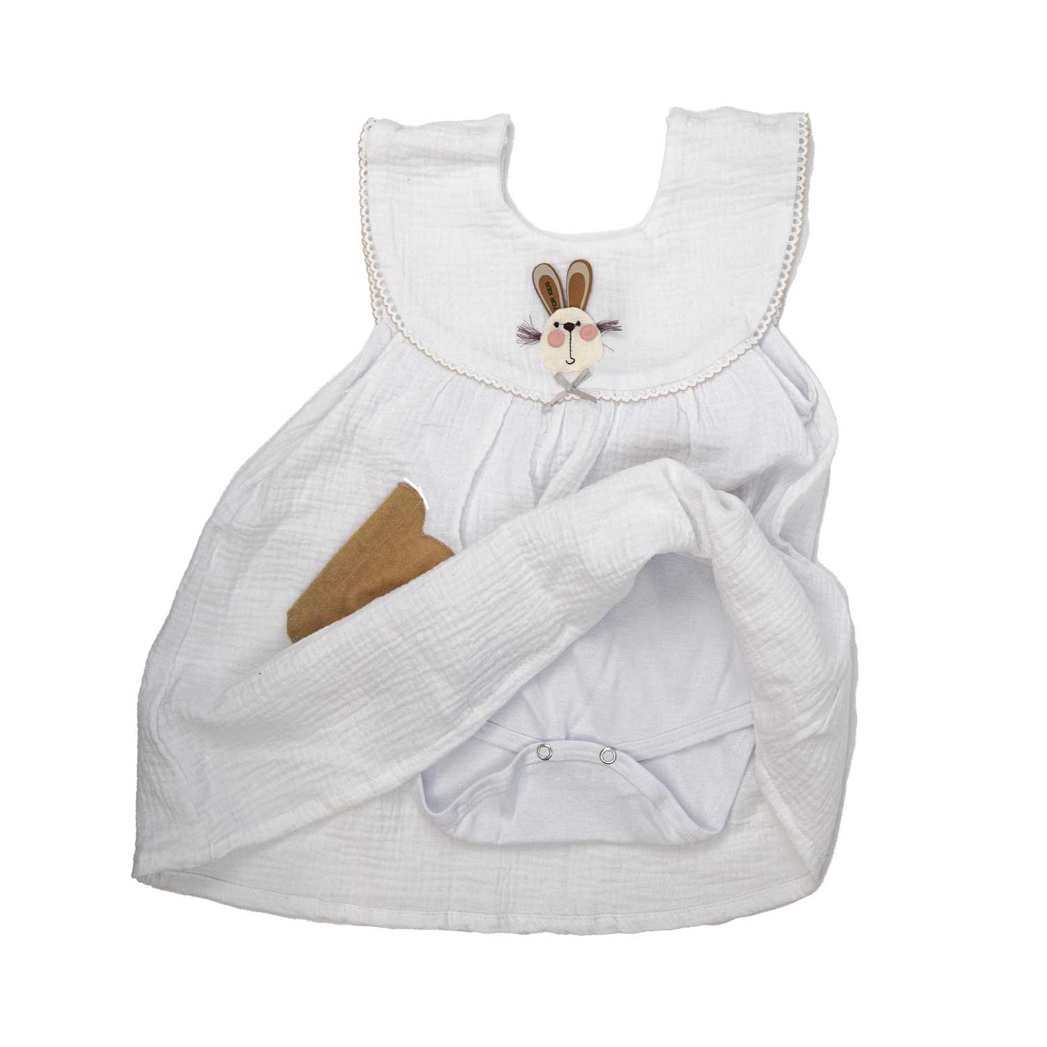Kleid für Kleinkinder aus Musselin mit Body Einsatz damit nichts verrutscht, es ist sehr praktisch bei Bewegungen 