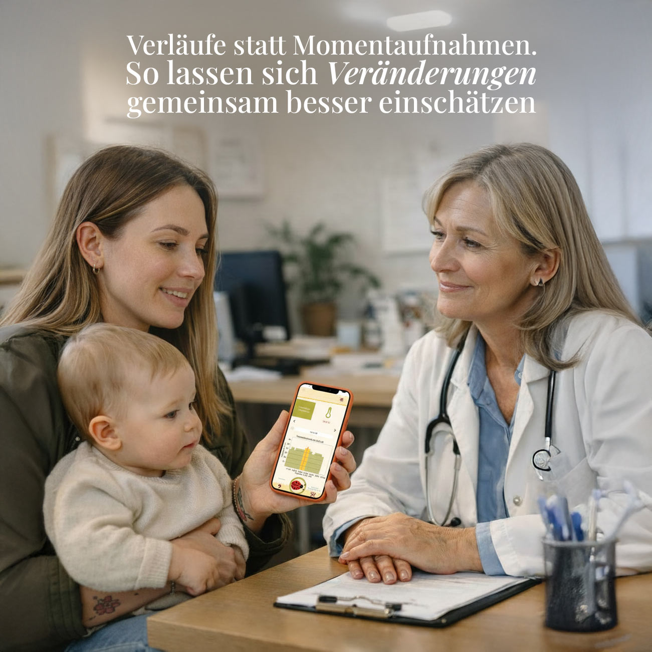 Vital Verläufe besser statt Einzelmessungen oder Momentaufnahmen geben mehr Einblick in den Vitalzustand und dienen als gute Gesprächsgrundlage beim Kinderarzt.