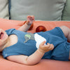 Baby Overall kurz aus Musselin blau