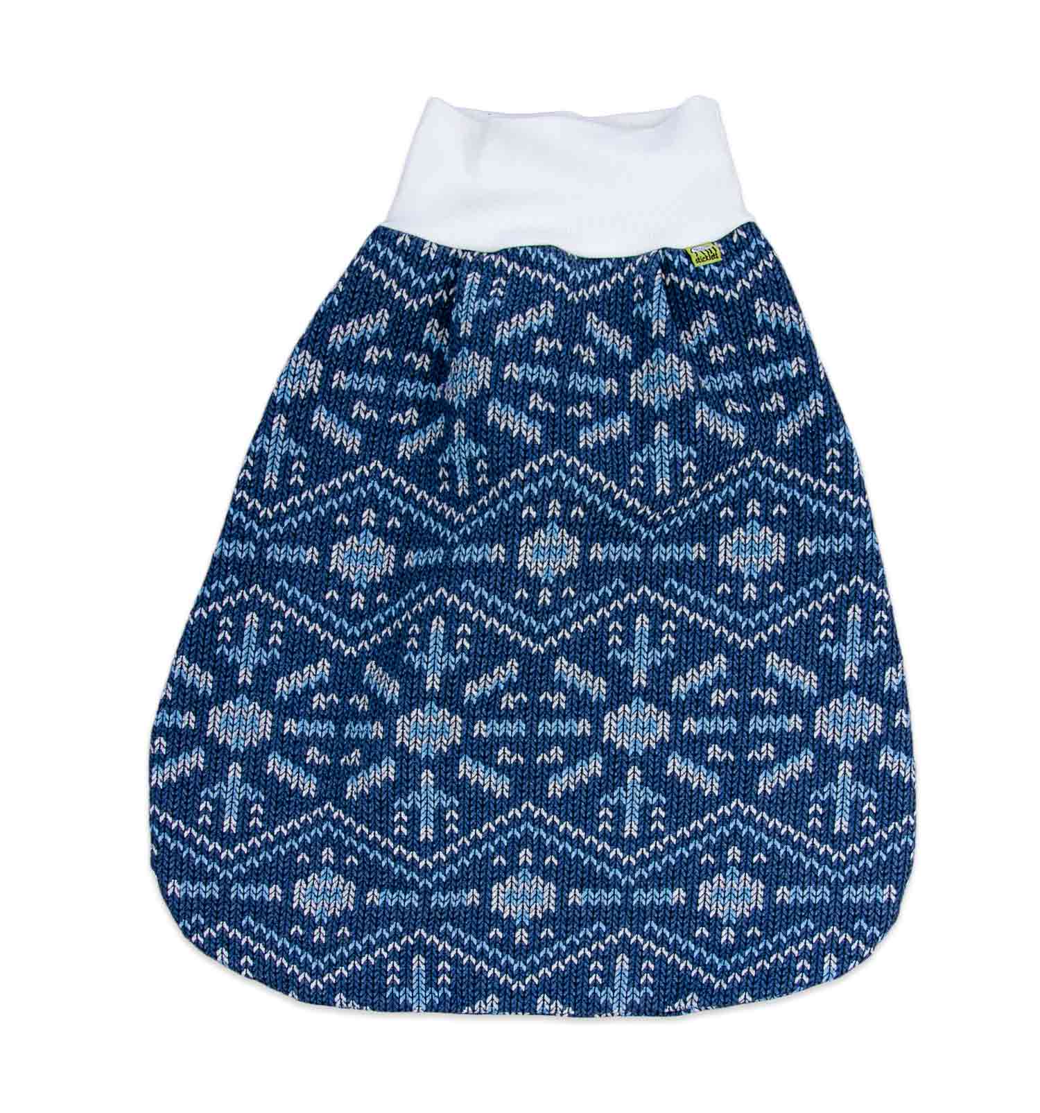 Pucksack - Strampelsack in Strick Optik - blau gemustert | sticklett Online Store.