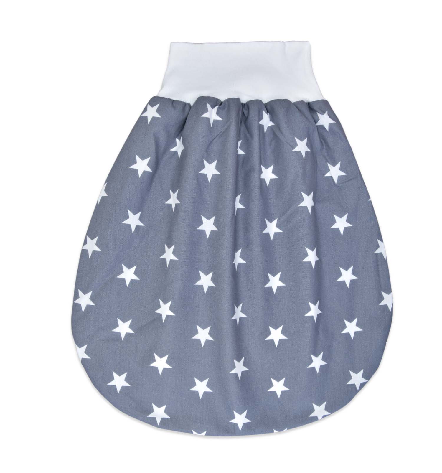 Pucksack - Strampelsack in grau mit großen Sternen | sticklett Online Store.