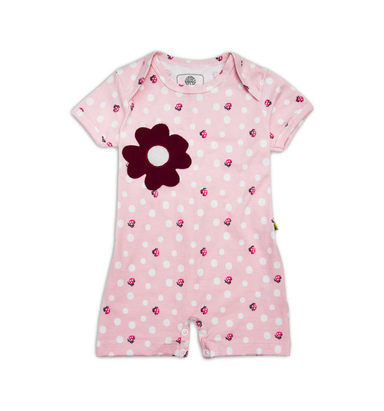 Baby Sommer Schafanzug mit Marienkäfer in zartrosa