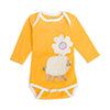 Baby Body sonnengelb mit Blume | sticklett Online Store.