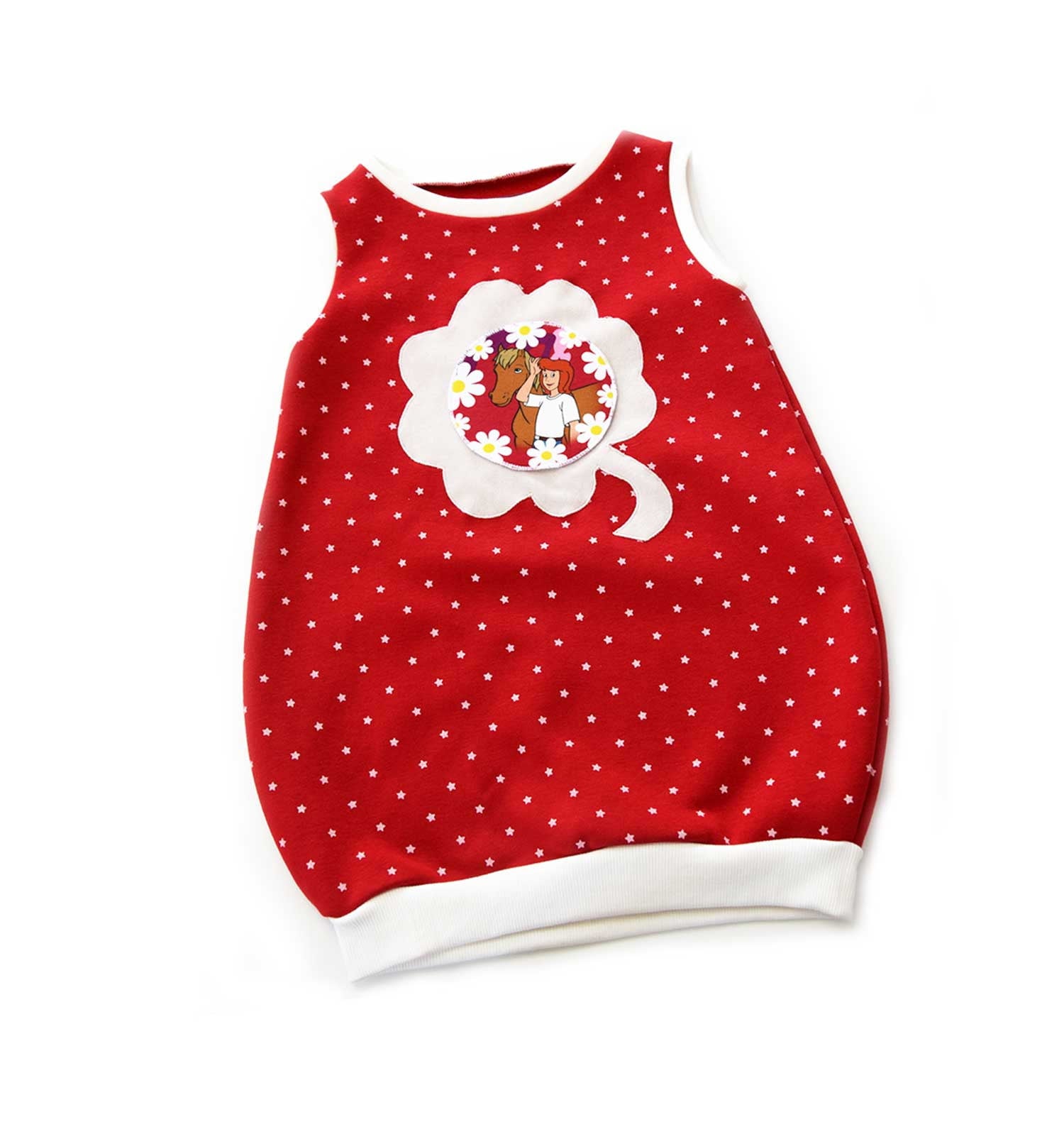 Ballonkleid rot mit Sternen | sticklett Online Store.