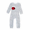Schlafanzug Baby-Overall in weiß mit schwarzen Pünktchen | sticklett Online Store.