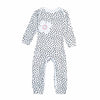Schlafanzug Baby-Overall in weiß mit schwarzen Pünktchen | sticklett Online Store.