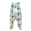 Baby Strampler mit Fuß in mint aus Bio Baumwolle für Neugeborene