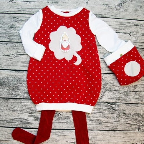Ballonkleid rot mit Sternen | sticklett Online Store.