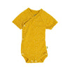 Baby Wickelbody kurzarm mitwachsend in senfgelb dots
